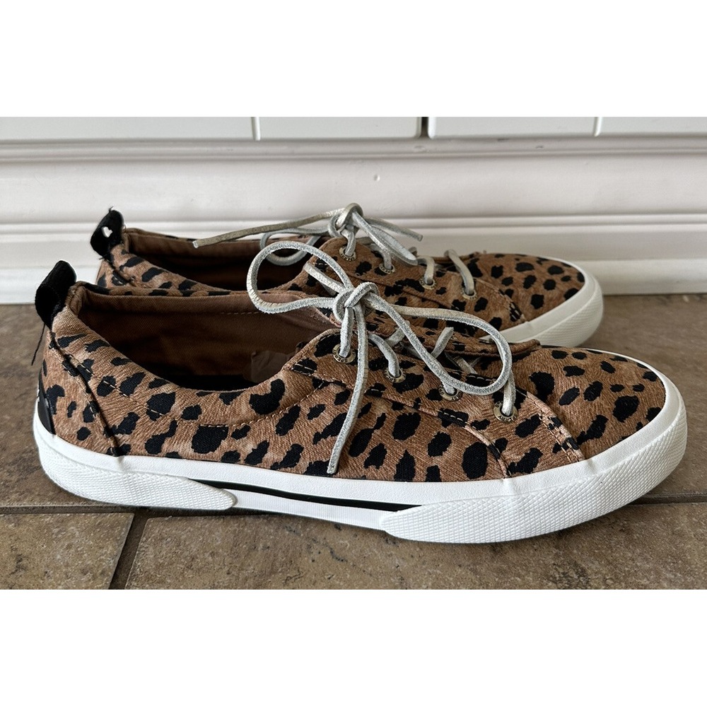 Sperry Womens Leopard Print Pier Wave Memory Foam SlipOn Boat Shoes Sneakers,8.5
